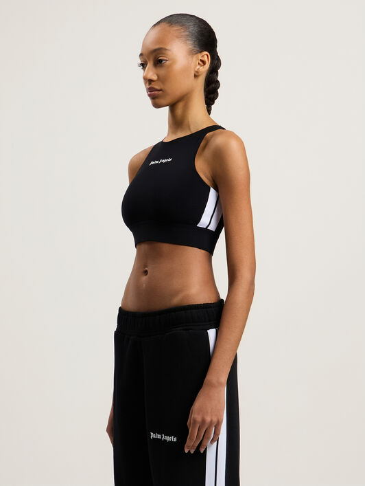 PALM ANGELS Training Track Top BLACK WHITE PWVO001C99FAB002