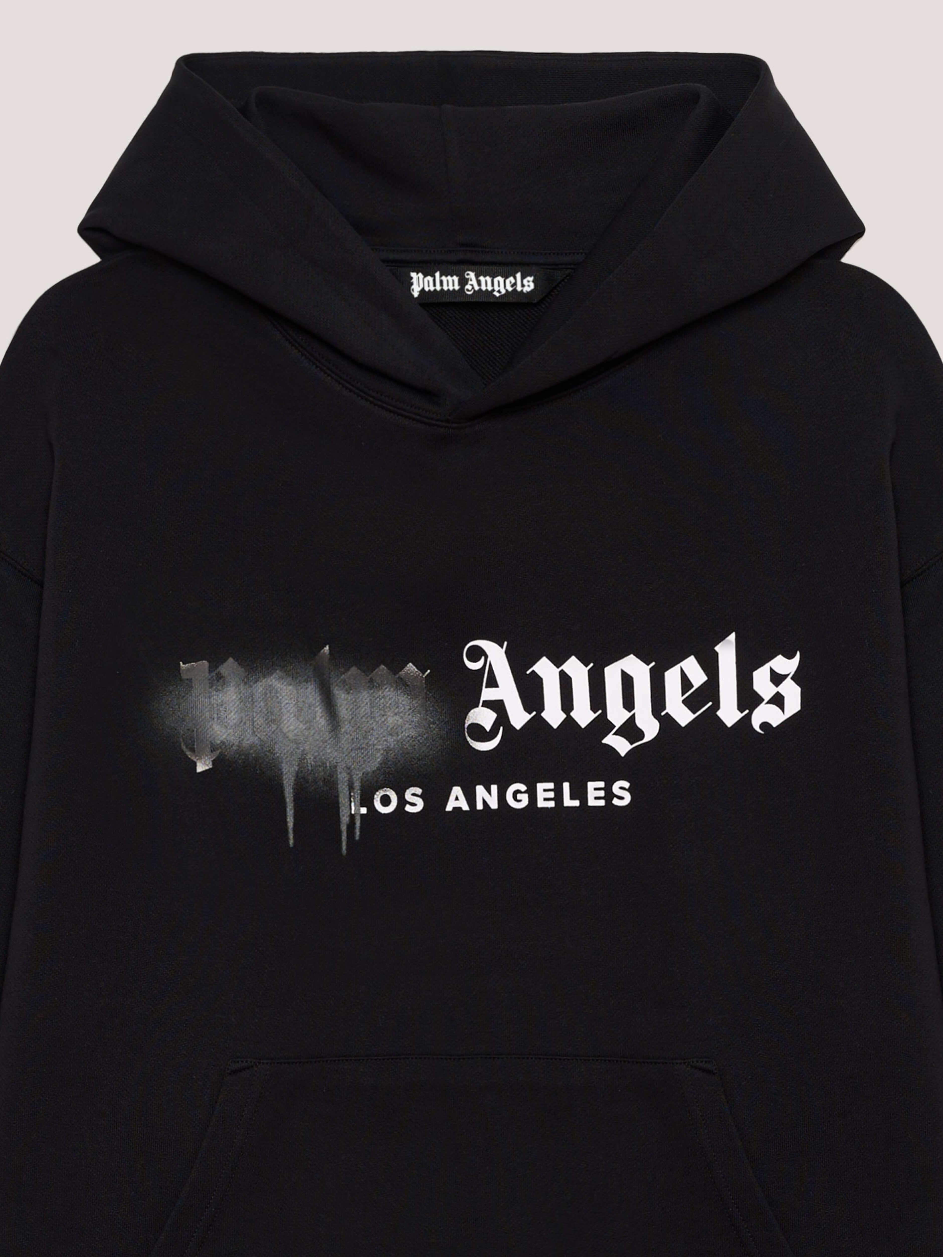 PALM ANGELS Spray City Los Angeles Hoodie Black/Black PMBB17DT26FLE001
