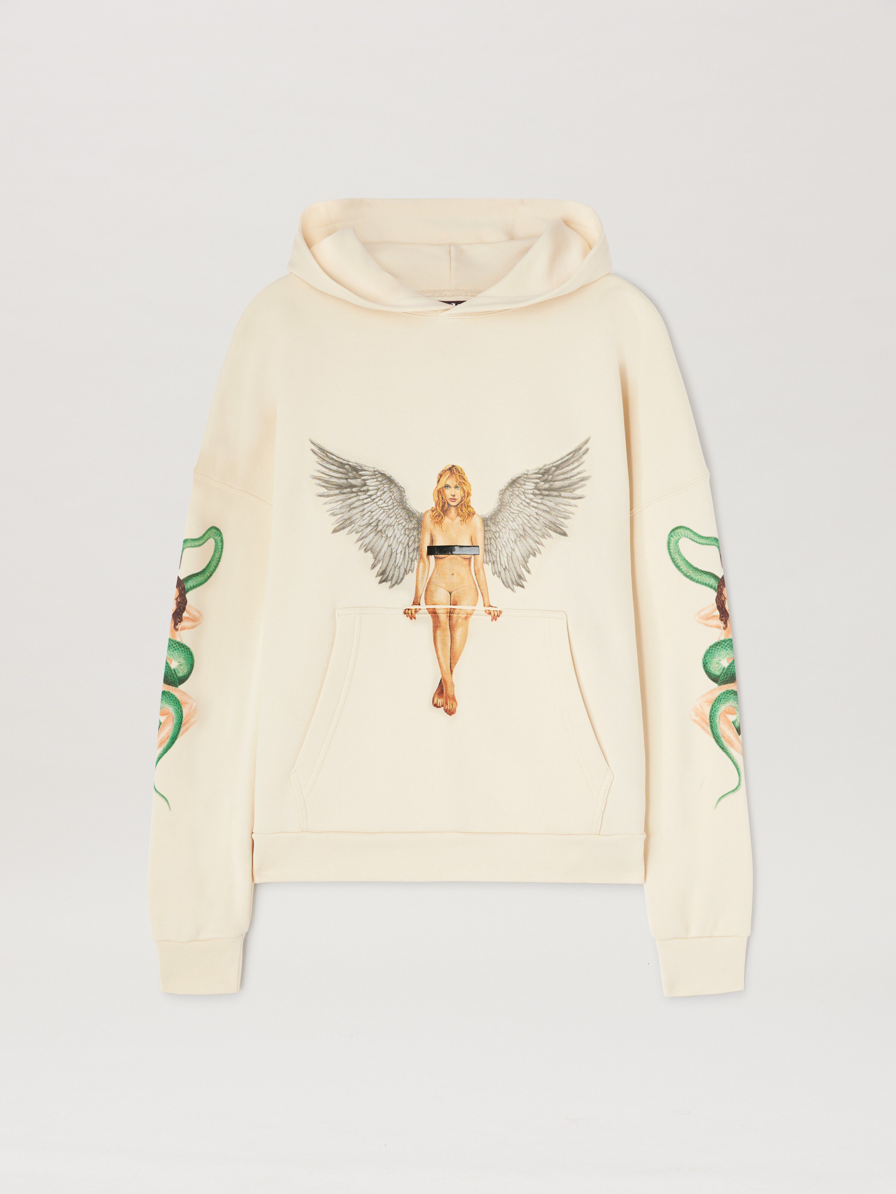 PALM ANGELS  Pin up hoodie IVORY - BLACK PMBB155S25FLE002