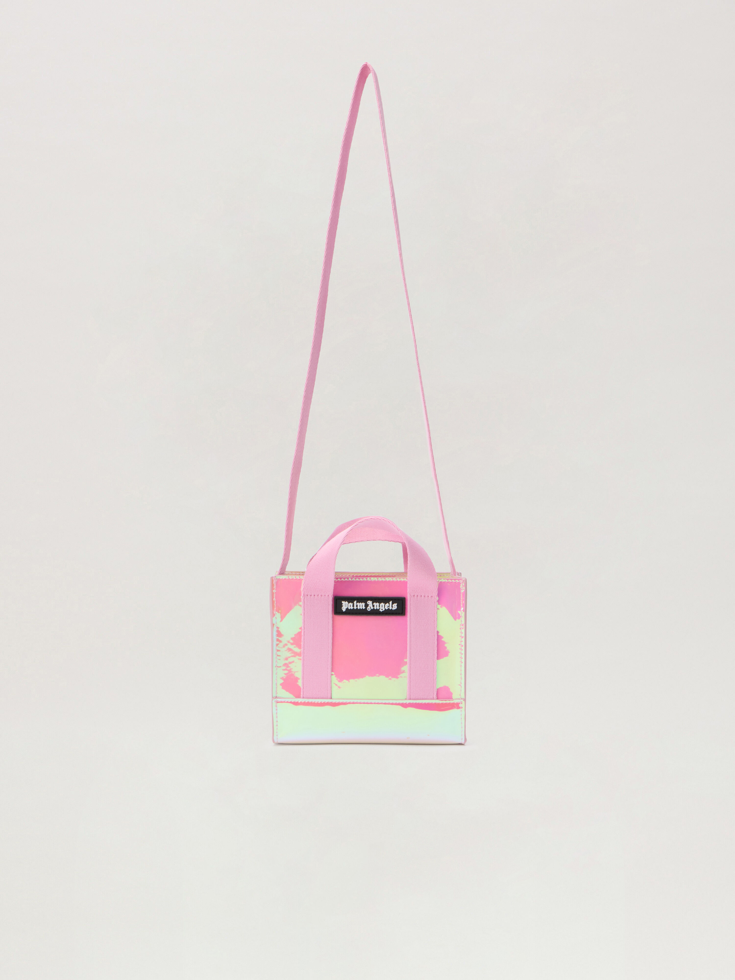 PALM ANGELS Palm Angels Shiny Mini Tote PEARL ROSE BLACK PGNA003F25FAB001
