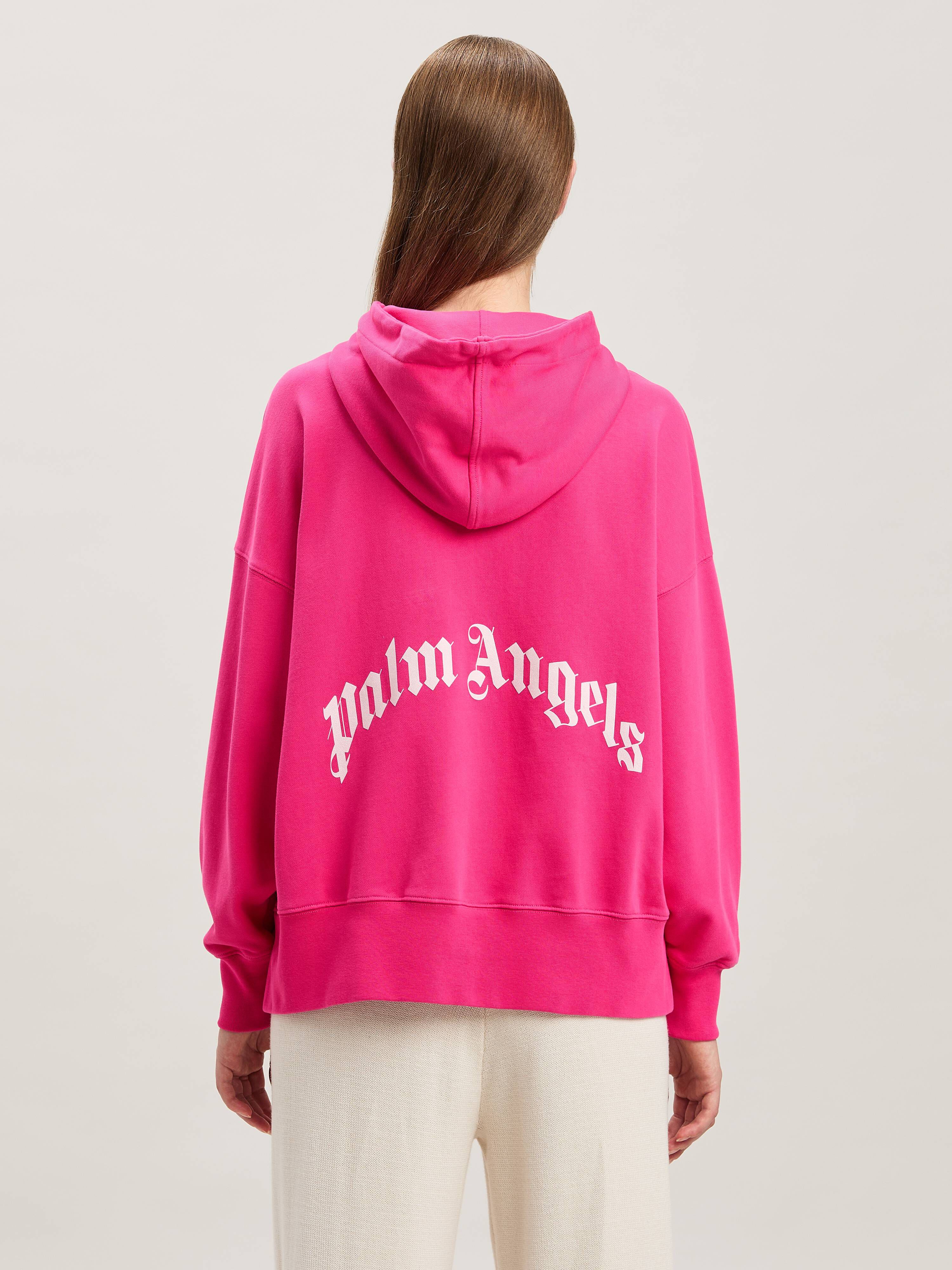 PALM ANGELS  Curved logo hoodie FUCHSIA - SOFT PINK PWBB074S25FLE001