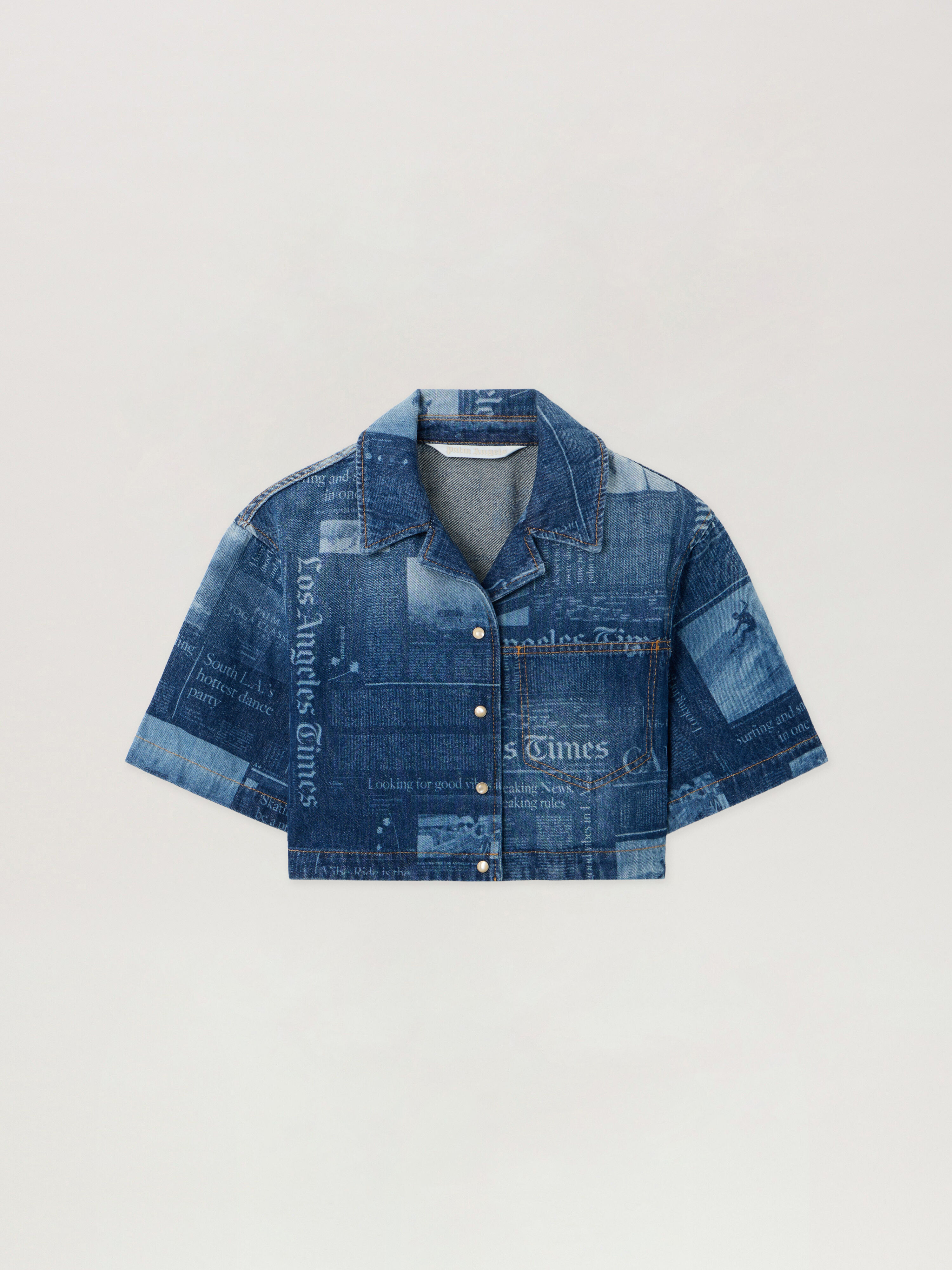 PALM ANGELS PaxLaTimes Denim Shirt MEDIUM BLUE - DUSTY BLUE PWYD022F25DEN001