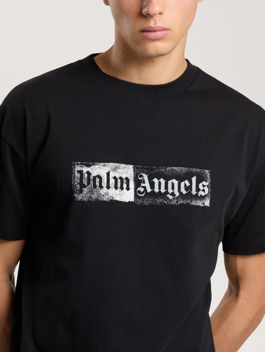 Stamp Logo Regular T-Shirt PALM ANGELS Stamp Logo Regular T-Shirt BLACK - OFF WHITE PAMAA01F26JR05