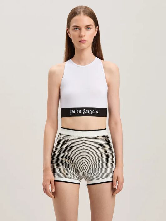 PALM ANGELS Logo band American Bra WHITE - BLACK PWUE003C99FAB002