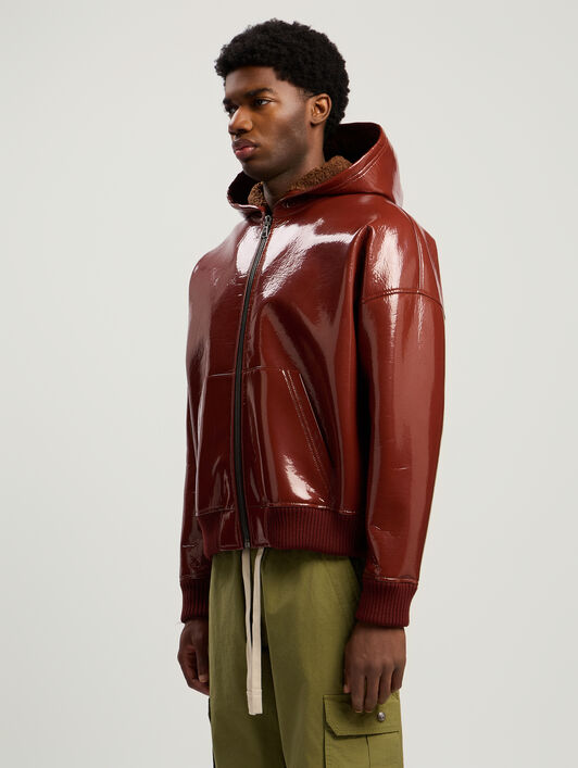 Curved Logo Vinyl Bomber PALM ANGELS Curved Logo Vinyl Bomber BRICK RED - BRICK RED PMEH03AF25FAB001