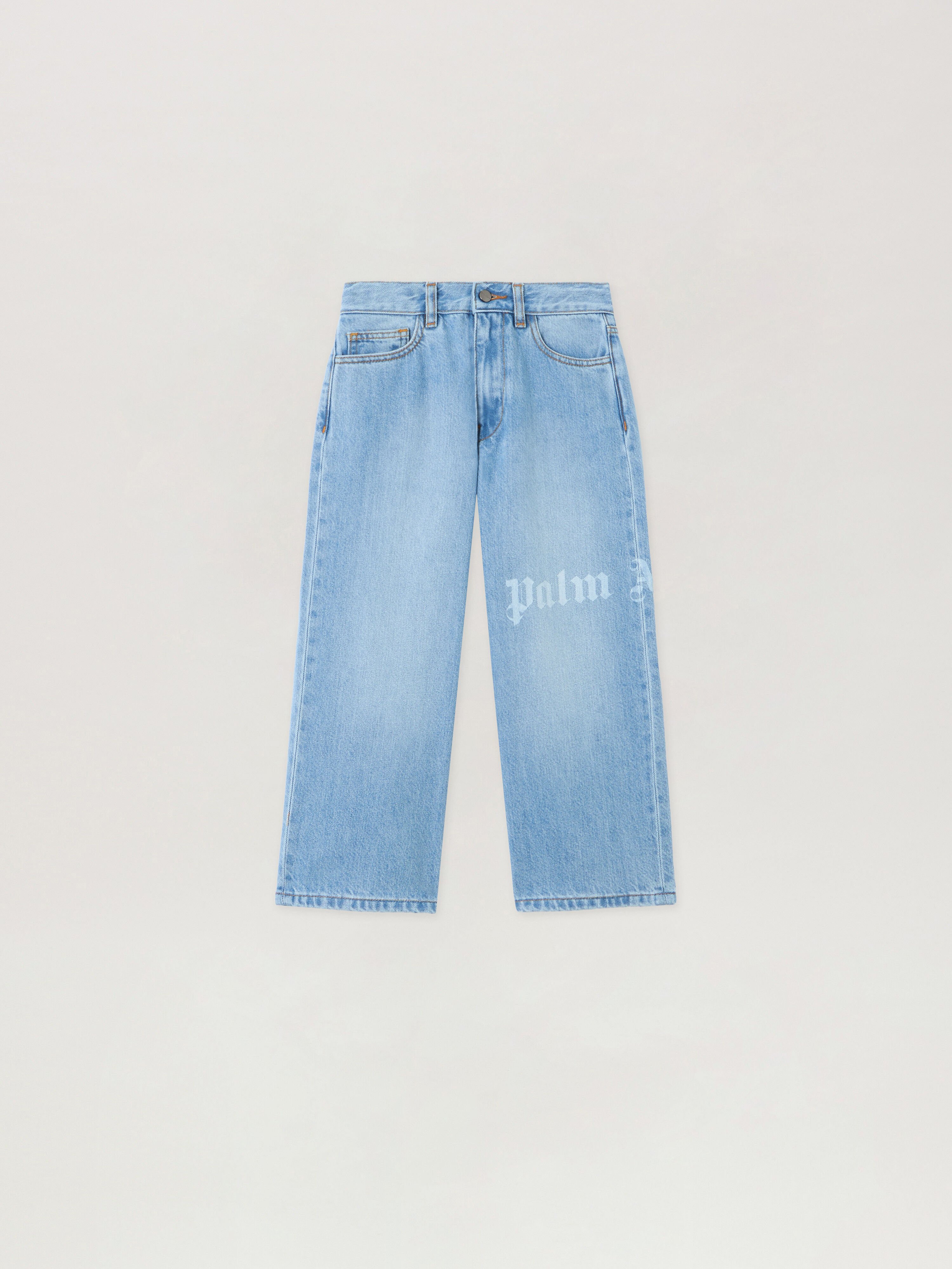 PALM ANGELS Logo Baggy Denim Pants Medium CELESTE/LIGHT BLUE PBYB009S26DEN001