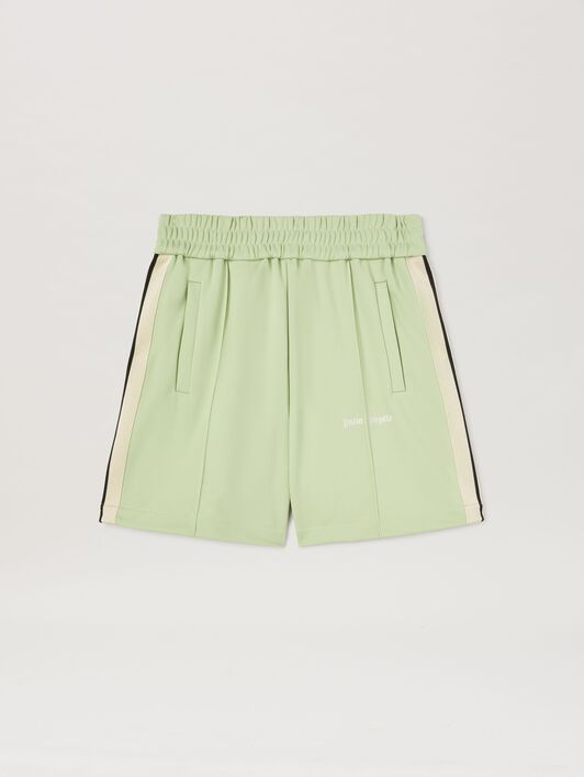 PALM ANGELS  Embroidered Logo Track shorts SAGE - OFF WHITE PMCL004S25FAB001
