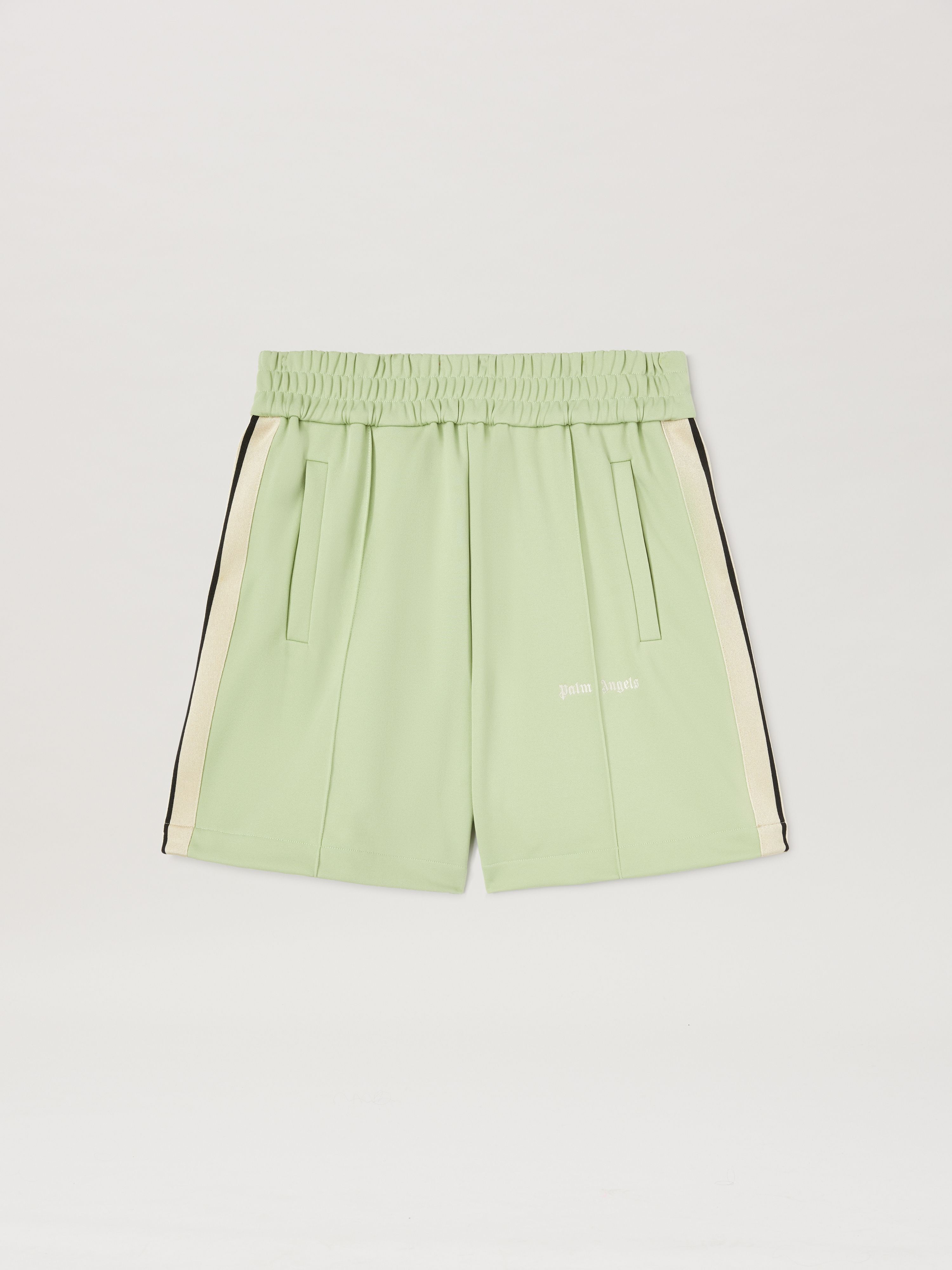 PALM ANGELS  Embroidered Logo Track shorts SAGE - OFF WHITE PMCL004S25FAB001