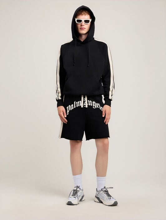 Curved Logo Track Sweatshorts PALM ANGELS Curved Logo Track Sweatshorts BLACK OFF WHITE PMCI02DS26FLE001