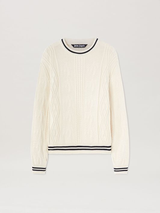 PALM ANGELS  Sweater mit geschwungenem Logo OFF WHITE - BLACK PMHE058S25KNI002