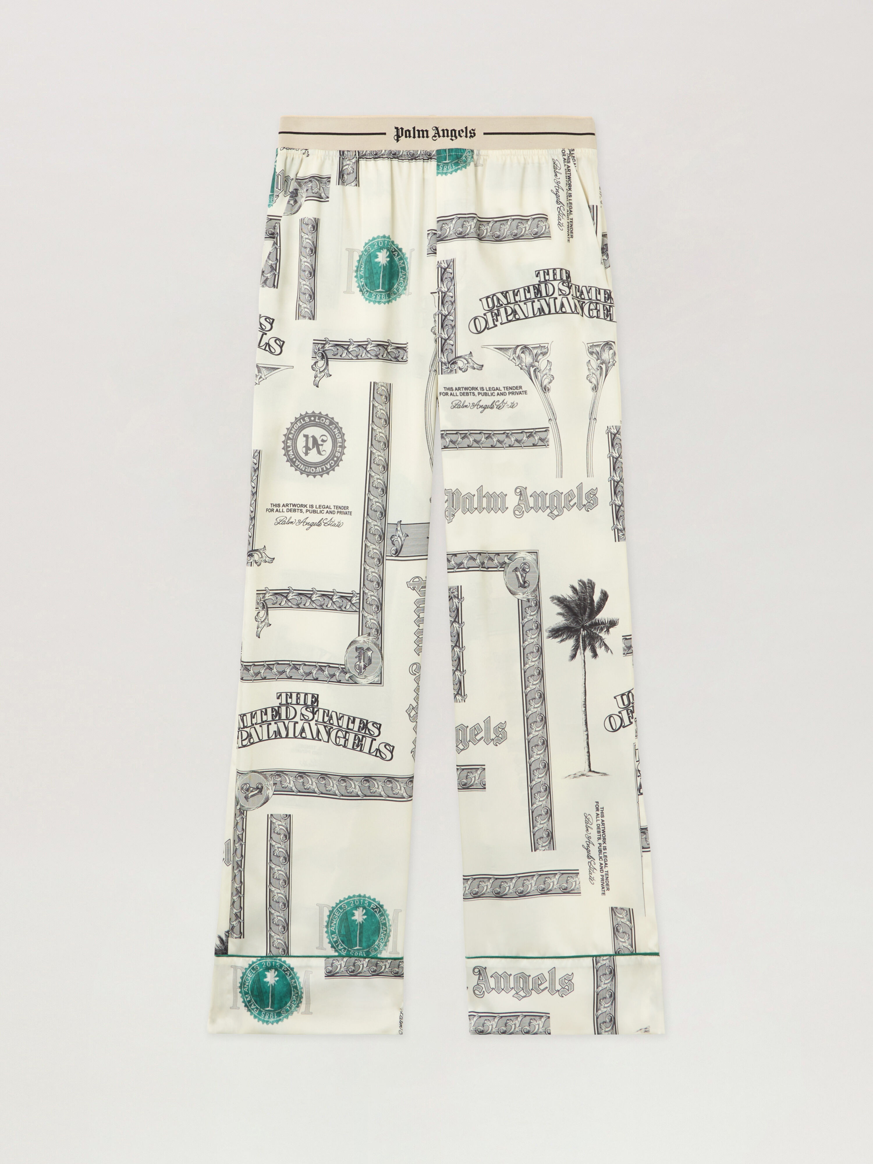 Dollar Print Pajama Pants PALM ANGELS Dollar Print Pajama Pants IVORY - BLACK PWCA15FF25FAB002