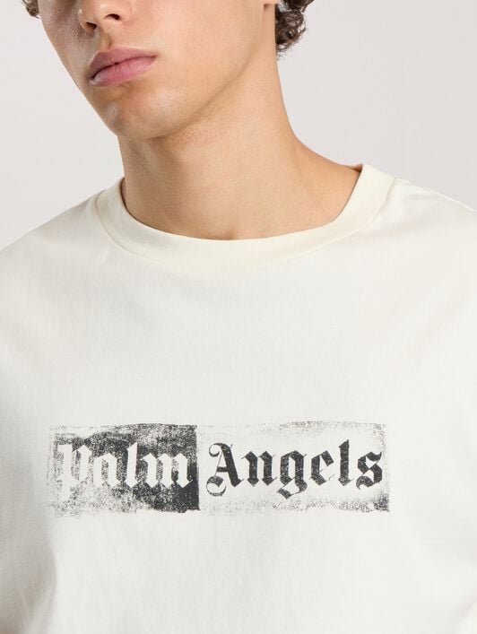 PALM ANGELS Stamp Logo Regular T-Shirt OFF WHITE - BLACK PAMAA01F26JR05