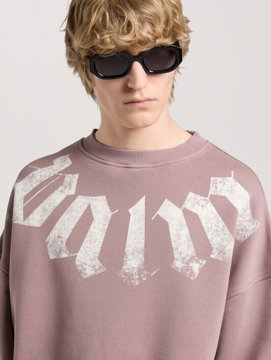 Big Neck Logo Loose Sweatshirt PALM ANGELS Big Neck Logo Loose Sweatshirt MAUVE - OFF WHITE PAMBA04F26FL01
