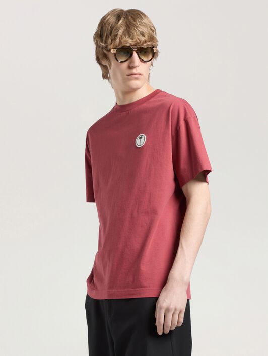 PALM ANGELS Palm Tree Regular T-Shirt BRICK RED - OFF WHITE PAMAA01F26JR02