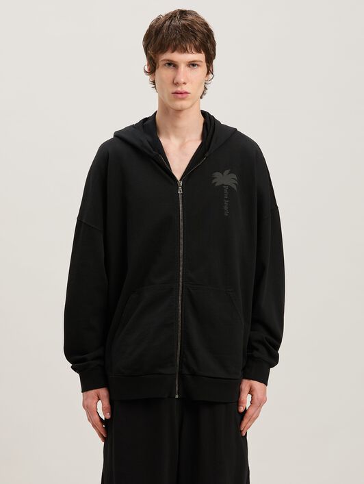 PALM ANGELS  Palms zipped Hoodie VINTAGE BLACK - VINTAGE BLACK PMBE016S25FLE001