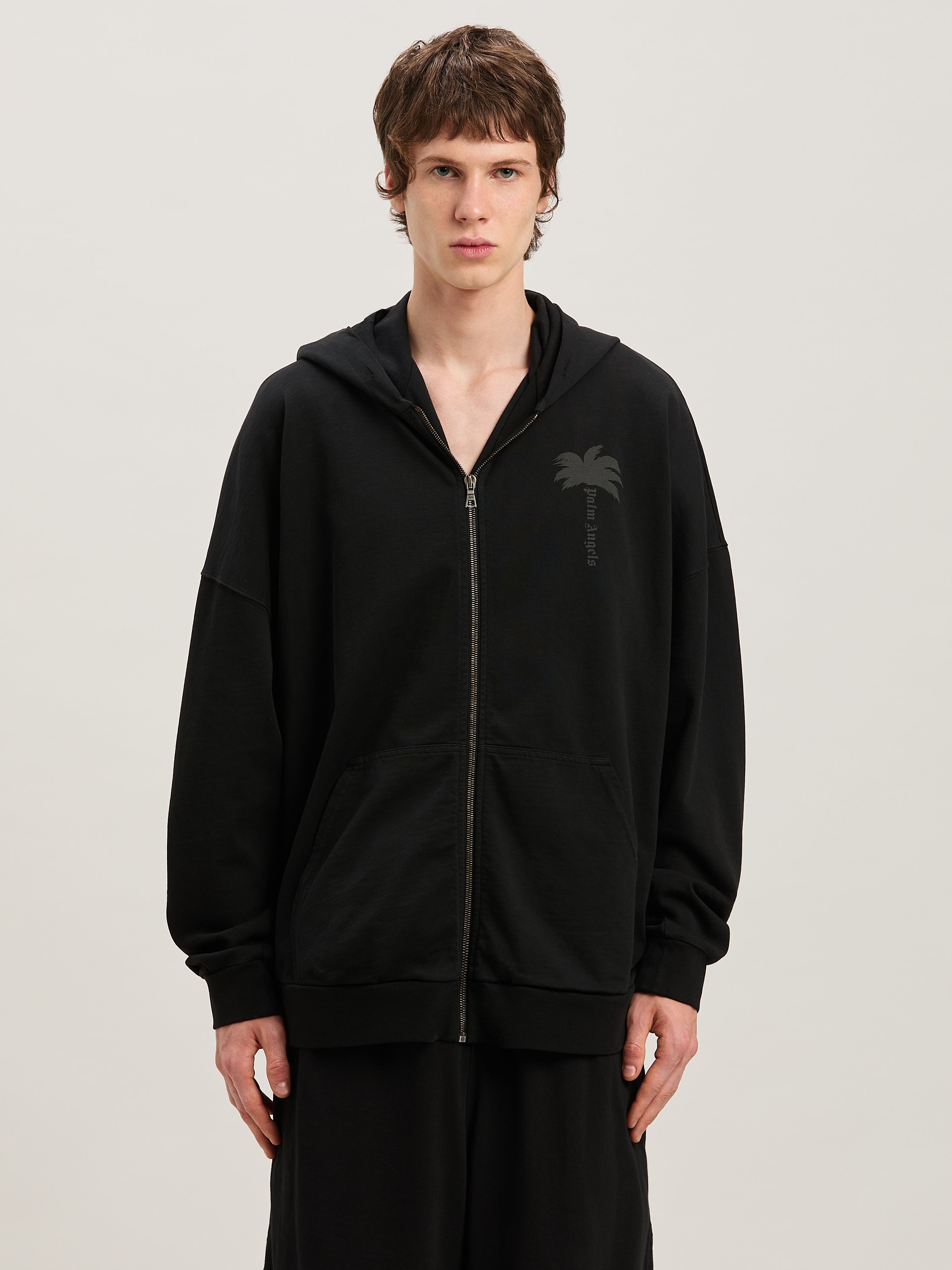 PALM ANGELS  Palms zipped Hoodie VINTAGE BLACK - VINTAGE BLACK PMBE016S25FLE001