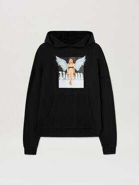 PALM ANGELS  Pin up hoodie IVORY - BLACK PMBA080S25FLE002