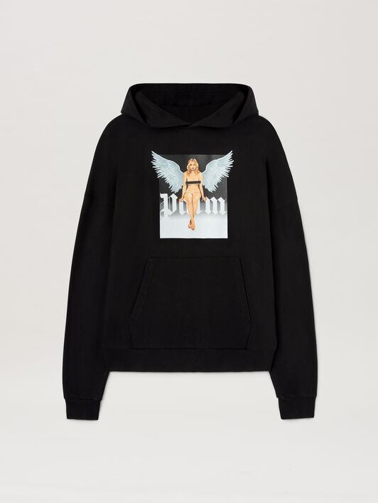 PALM ANGELS  Pin up hoodie NERO - OFF WHITE PMBB155S25FLE003