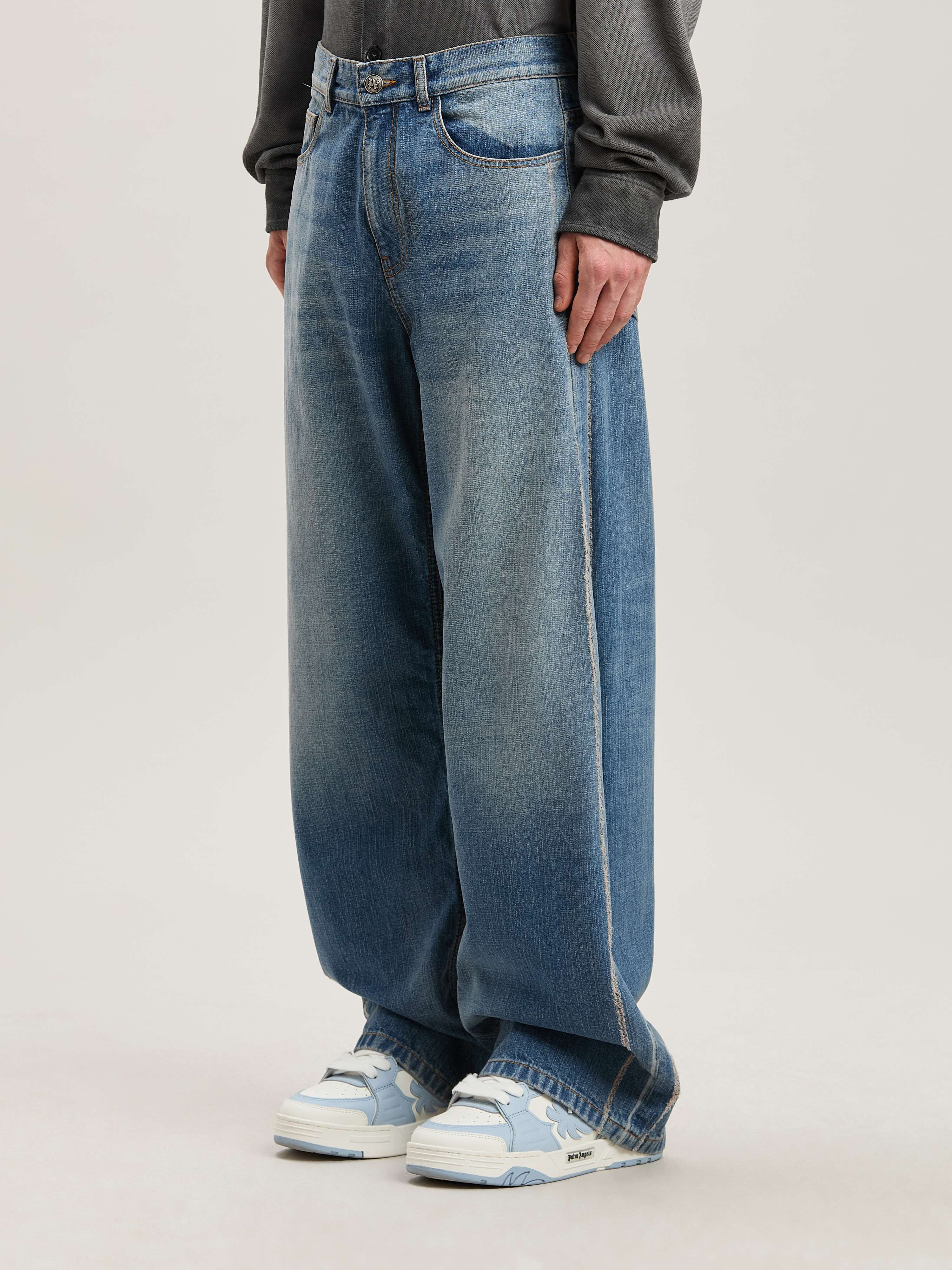 PALM ANGELS  Jeans mit geschwungenem Logo LIGHT BLUE - LIGHT BLUE PMYA049S25DEN002
