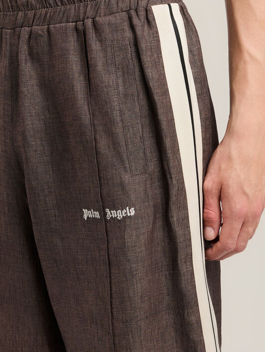 PALM ANGELS Classic Logo Track Shorts BROWN OFF WHITE PMCB05CS26FAB001