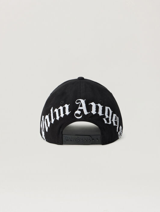 Curved Logo Back Cap PALM ANGELS Curved Logo Back Cap BLACK - OFF WHITE PAMLB01F26FB04