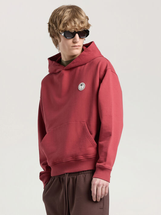 PALM ANGELS Palm Tree Regular Hoodie BRICK RED - OFF WHITE PAMBB03F26FL03