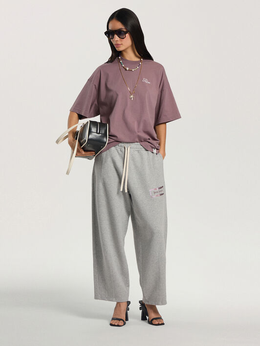 Palm Sway Loose T-Shirt PALM ANGELS Palm Sway Loose T-Shirt MAUVE - OFF WHITE PAWAA05F26JR01