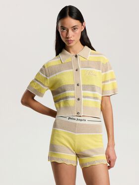 PALM ANGELS Palm Sway Beach Cardigan LIGHT YELLOW - KAKI PAWHB01F26KN01