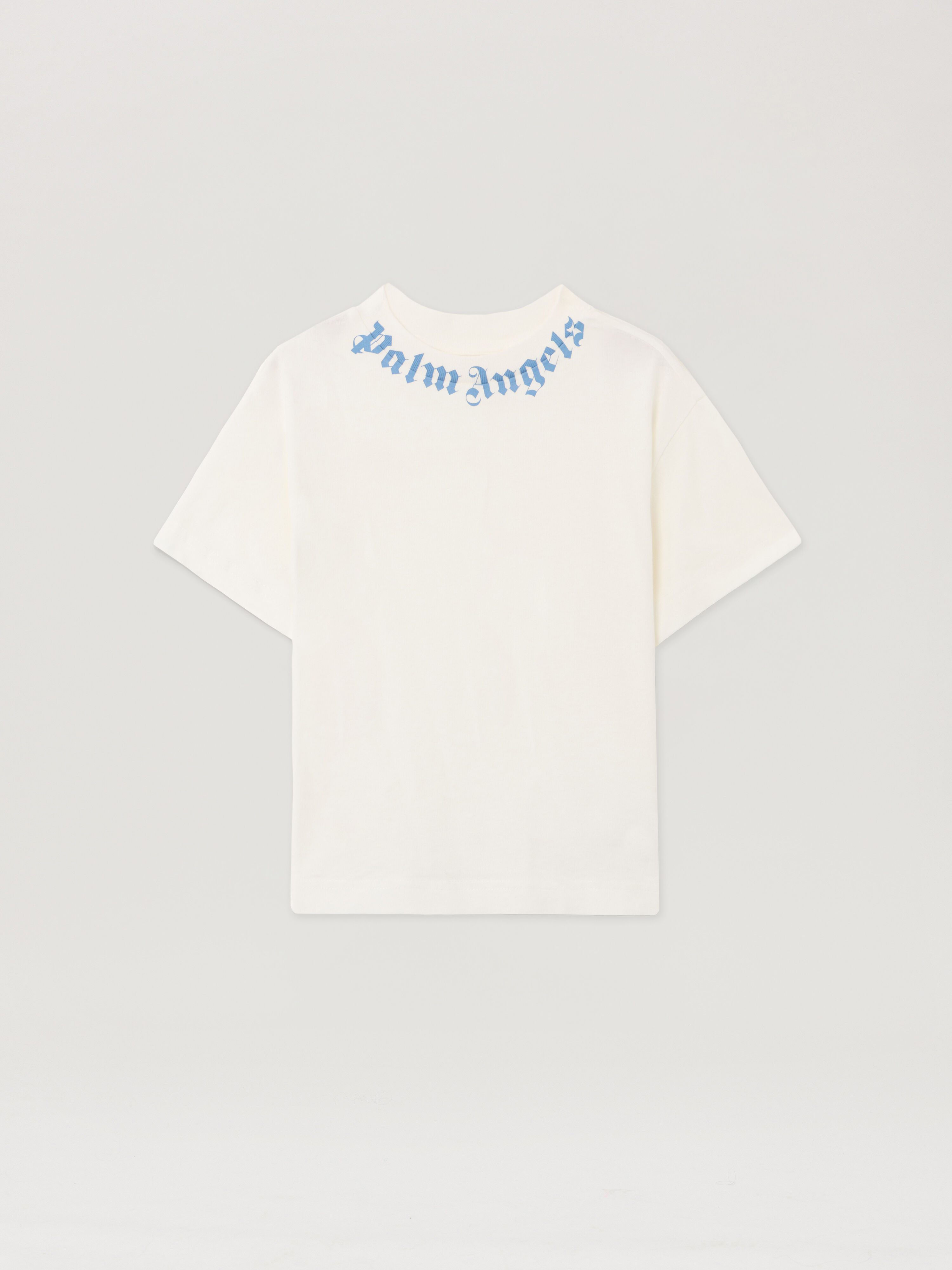 PALM ANGELS Neck Logo Reg.Tshirt S/S OFF WHITE - LIGHT BLUE PBAA003F25JER002