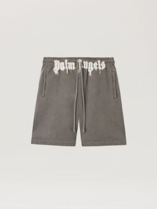 Waist Logo Sweatshort PALM ANGELS Waist Logo Sweatshort DARK GREY - OFF WHITE PMCI019F25FLE001
