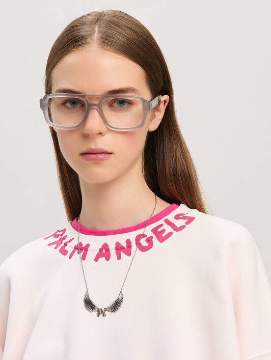 PALM ANGELS  Bold Logo Cropped sweatshirt SOFT PINK - FUCHSIA PWBA057S25FLE001