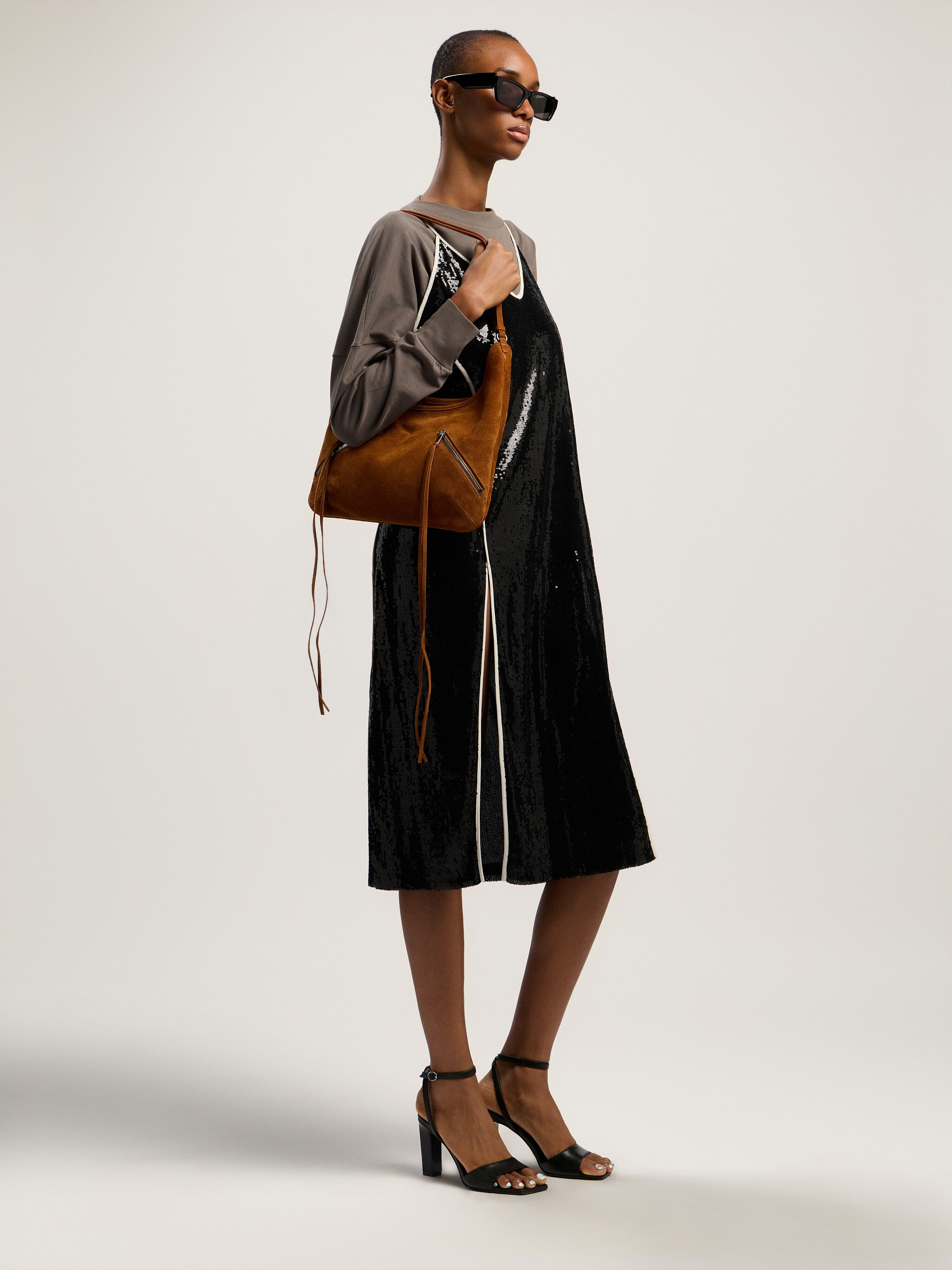 PALM ANGELS Zip-Up Suede Maxi Bag BEIGE - BEIGE PWNN03FF25LEA001
