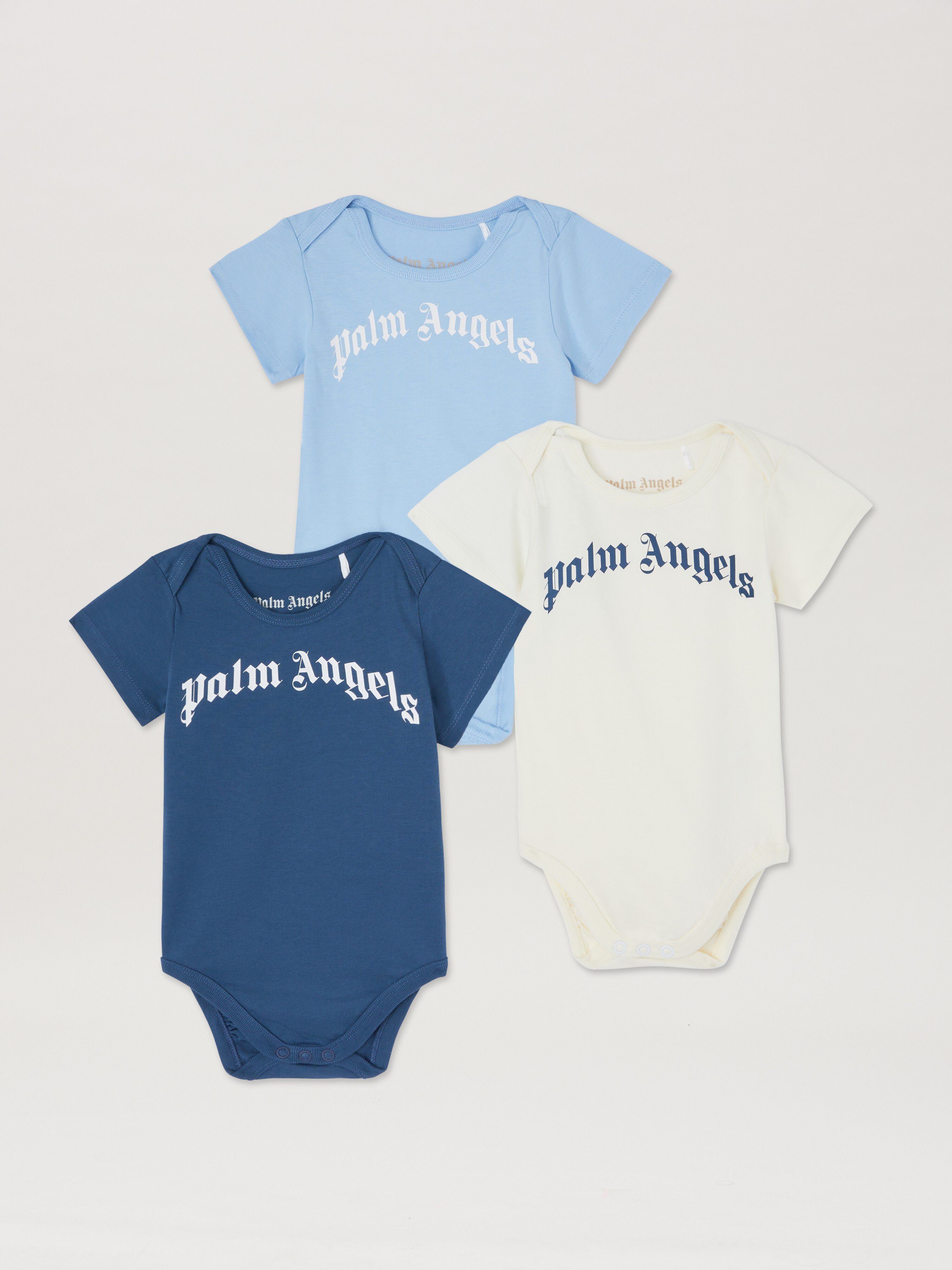 PALM ANGELS  3 Pack bodysuits LIGHT BLUE OFFWHITE PB2X017S25JER001