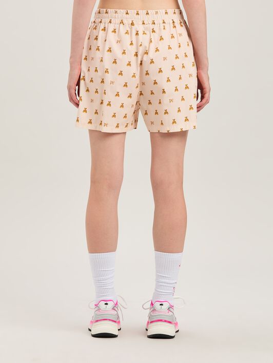 PALM ANGELS  Bear and Monogram Shorts SOFT PINK - BROWN PWCB056S25FAB002