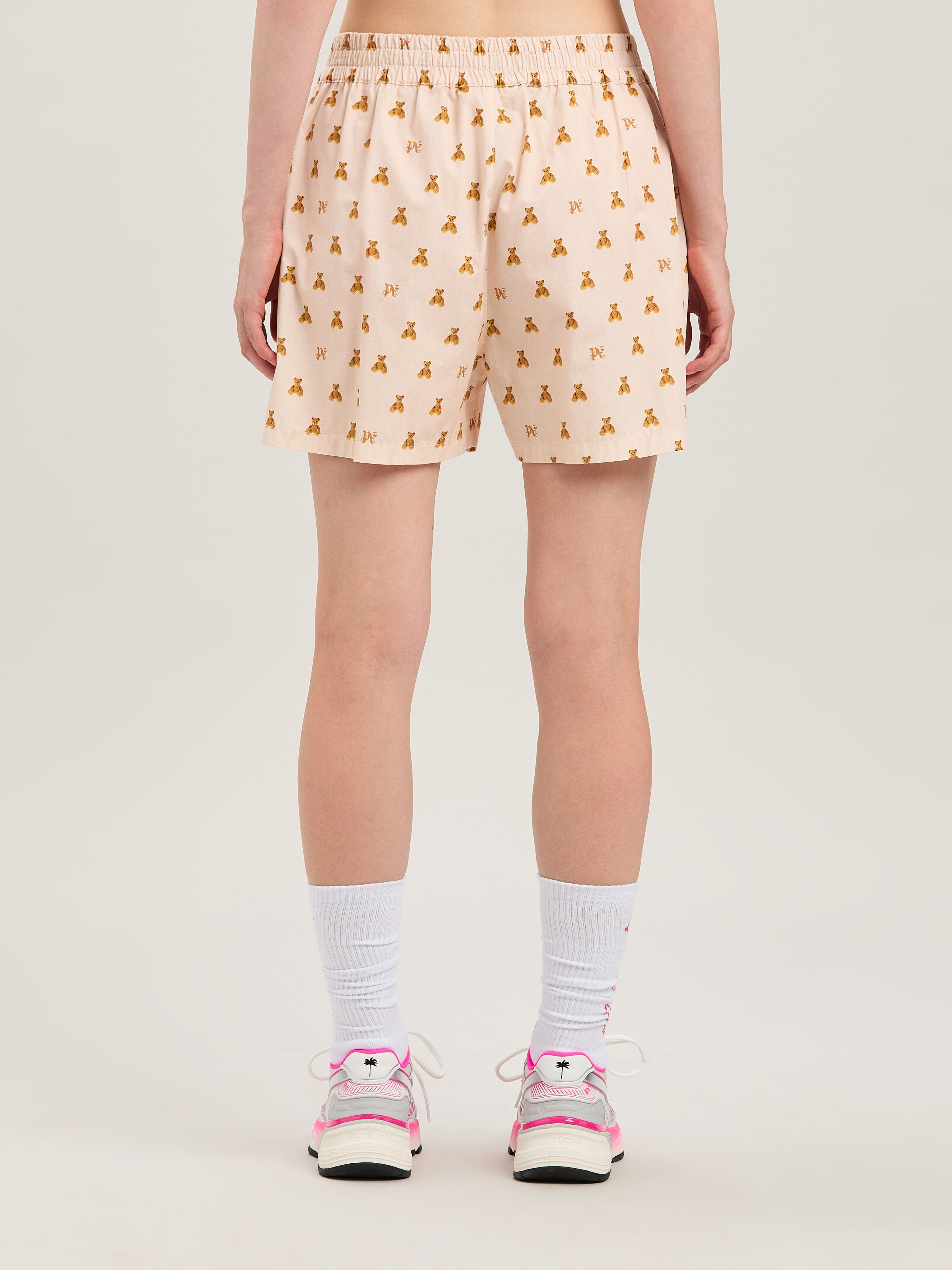 PALM ANGELS  Bear and Monogram Shorts SOFT PINK - BROWN PWCB056S25FAB002