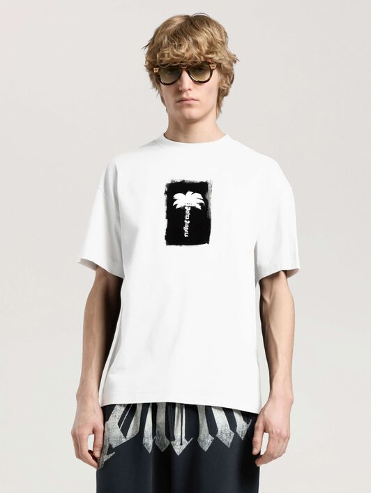 Brushed Palm Tree Regular T-Shirt PALM ANGELS Brushed Palm Tree Regular T-Shirt OFF WHITE - BLACK PAMAA01W26JR19
