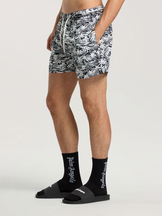Palm Waves Swim Shorts PALM ANGELS Palm Waves Swim Shorts BLACK - OFF WHITE PAMFD03F26FB01