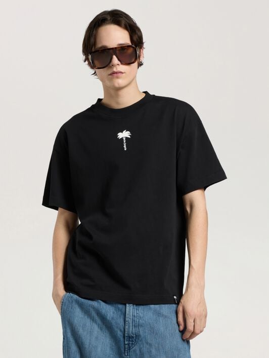 Palm Tree Statement Regular T-Shirt PALM ANGELS Palm Tree Statement Regular T-Shirt BLACK - OFF WHITE PAMAA01W26JR08