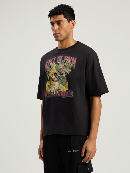 PALM ANGELS Rest In Palm Loose T-Shirt BLACK - MULTICOLOR PMAA10DF25JER006