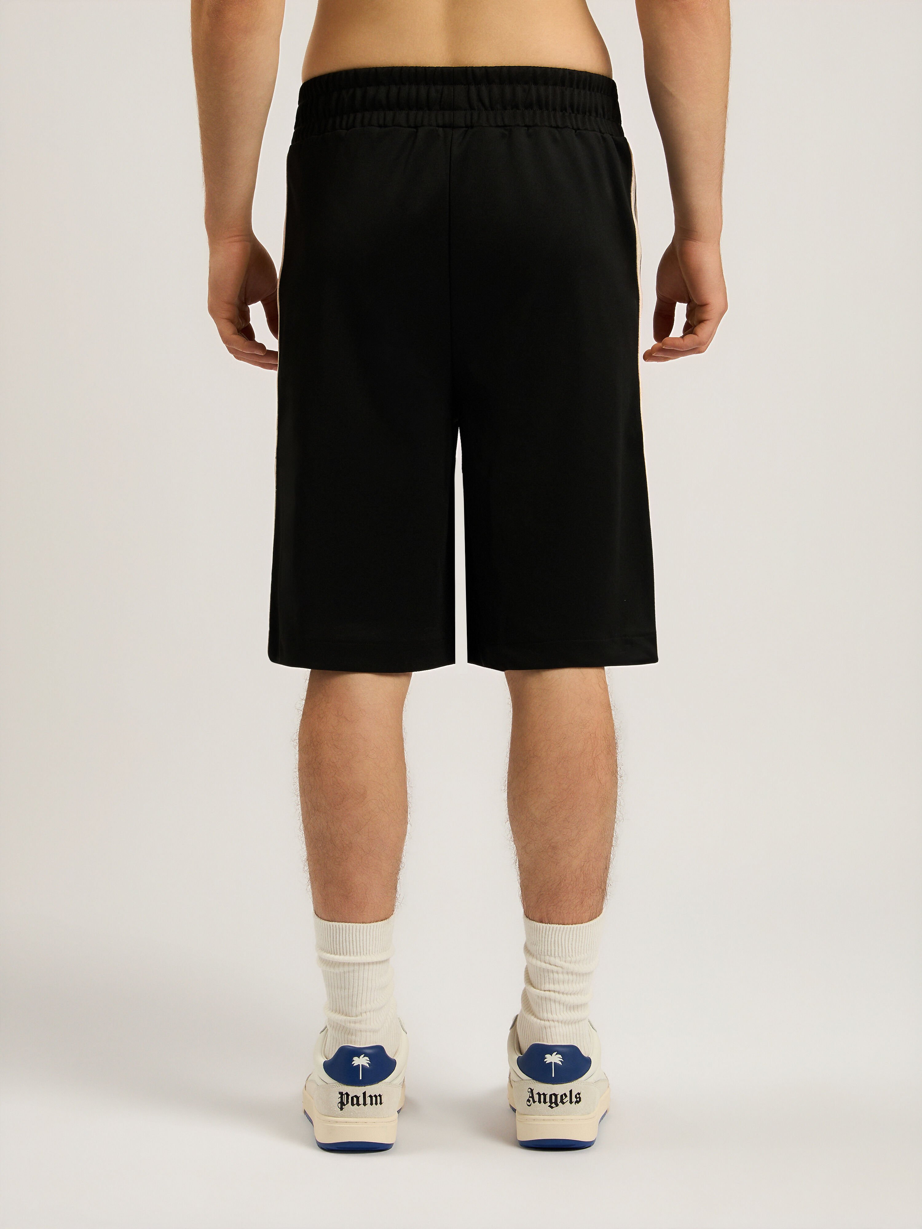 PALM ANGELS Classic Logo Track Shorts BLACK - OFF WHITE PAMCL01F26FB01