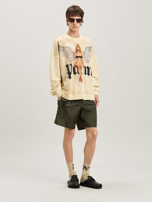 PALM ANGELS  Pin Up Sweatshirt IVORY - BLACK PMBA080S25FLE002