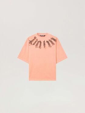 PALM ANGELS Big Neck Logo Loose Tee PEACH ORANGE - BROWN PAMAA03F26JR01