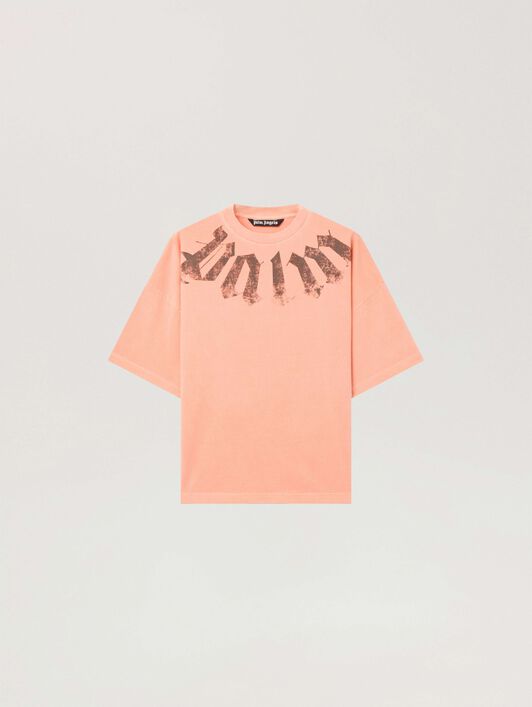 PALM ANGELS Big Neck Logo Loose Tee PEACH ORANGE - BROWN PAMAA03F26JR01