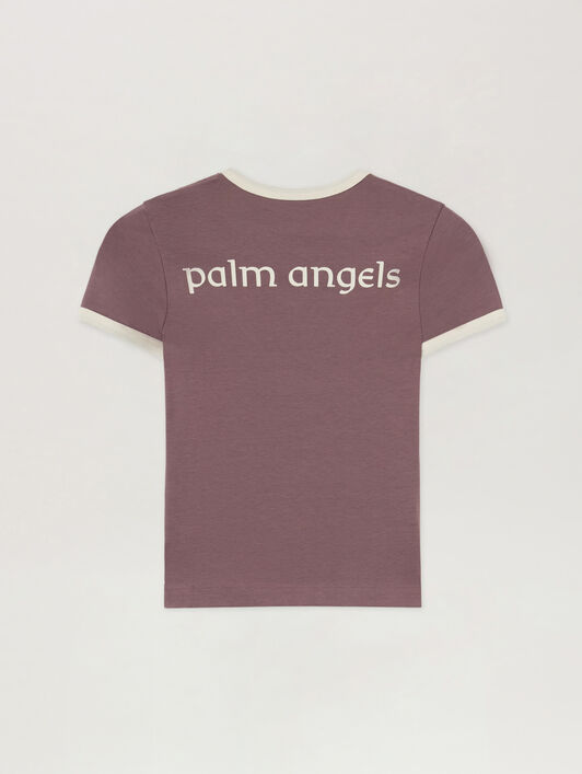 PALM ANGELS T-Shirt Lions Herald Slim MAUVE - OFF WHITE PAWAA04F26JR02