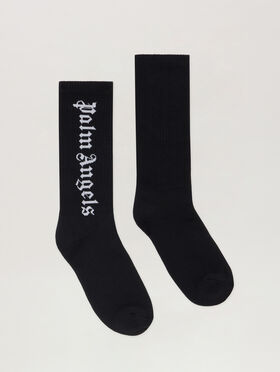 PALM ANGELS Classic Logo Socks BLACK WHITE PMRA001C99FAB002