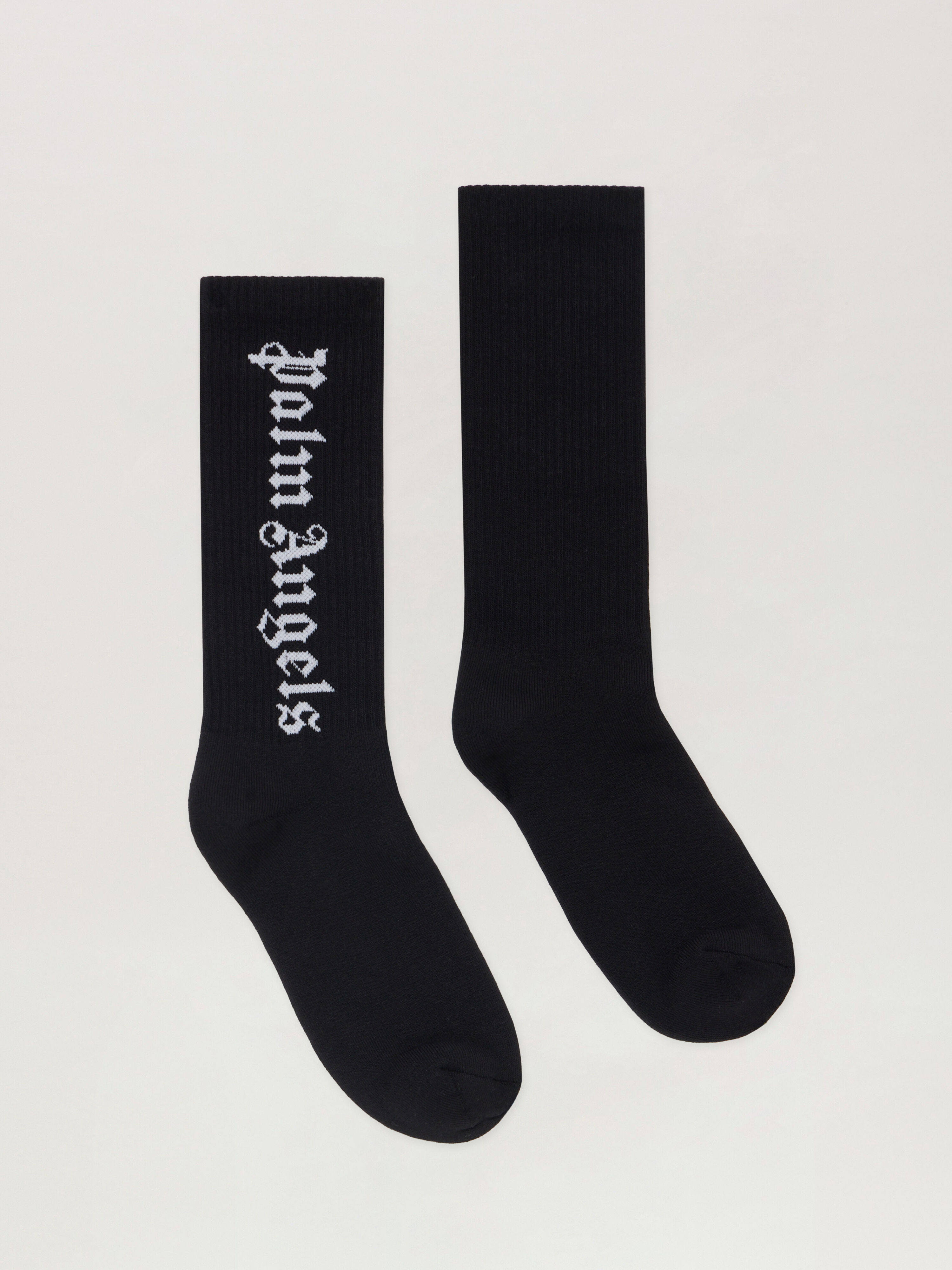 PALM ANGELS Classic Logo Socks BLACK WHITE PMRA001C99FAB002