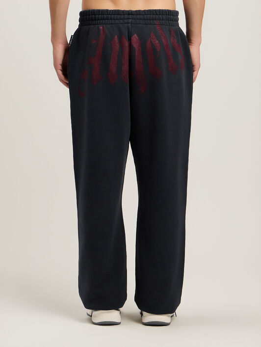 PALM ANGELS Big Waist Logo Sweatpants BLACK BURGUNDY PMCH025S26FLE003