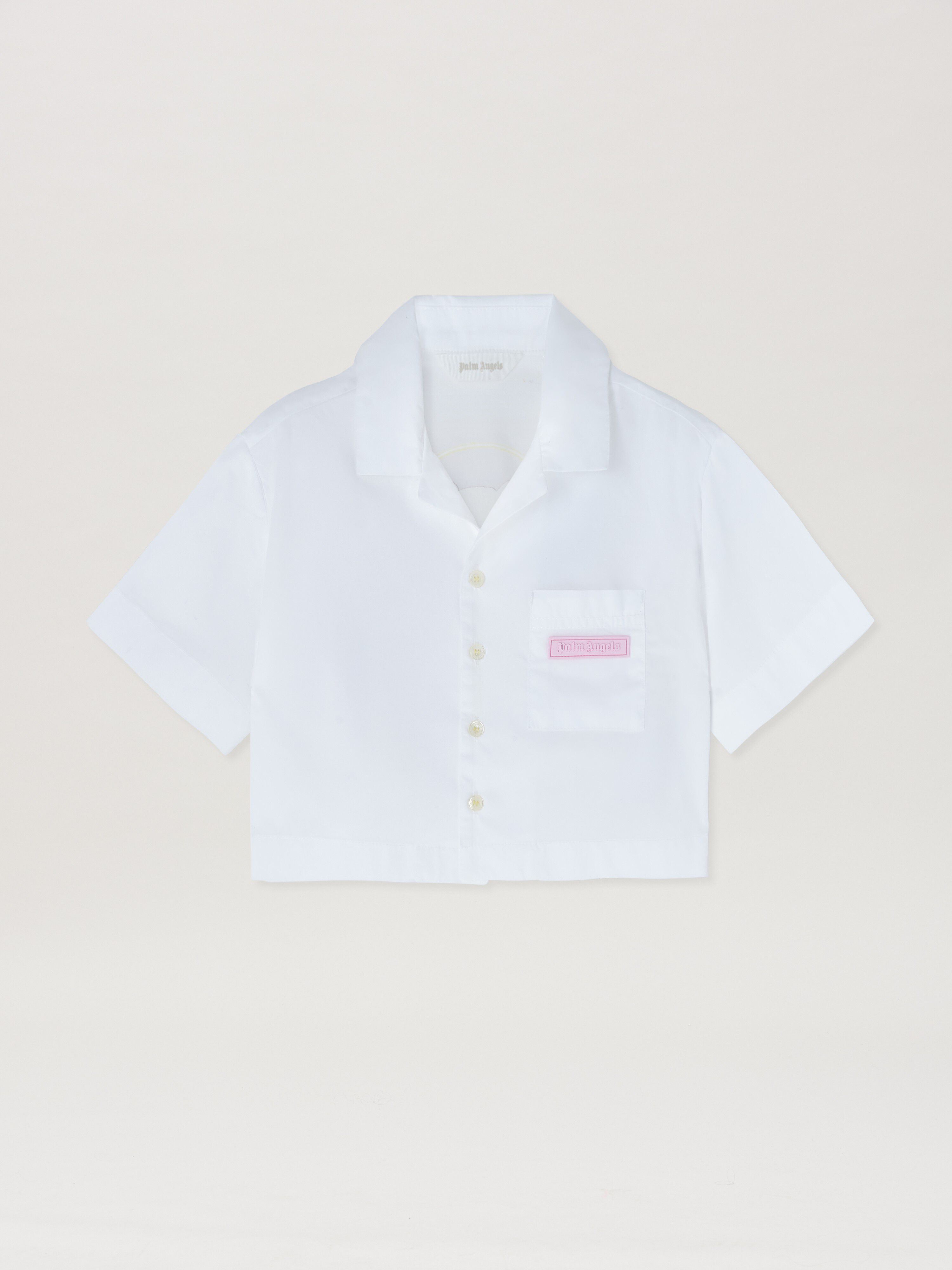 PALM ANGELS  Kurzärmeliges Crop Shirt mit Bärenengel WHITE - BROWN PGGG001C99FAB001