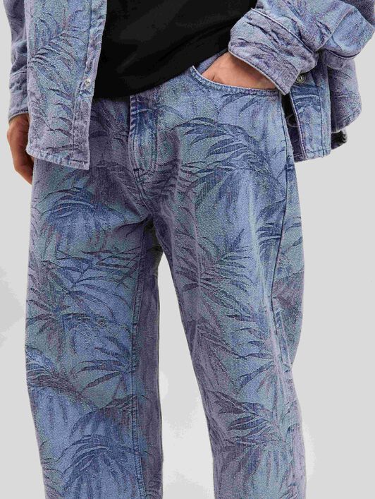 PALM ANGELS  Palm jacqured denim pants LIGHT BLUE - LIGHT BLUE PMYA041S25DEN002