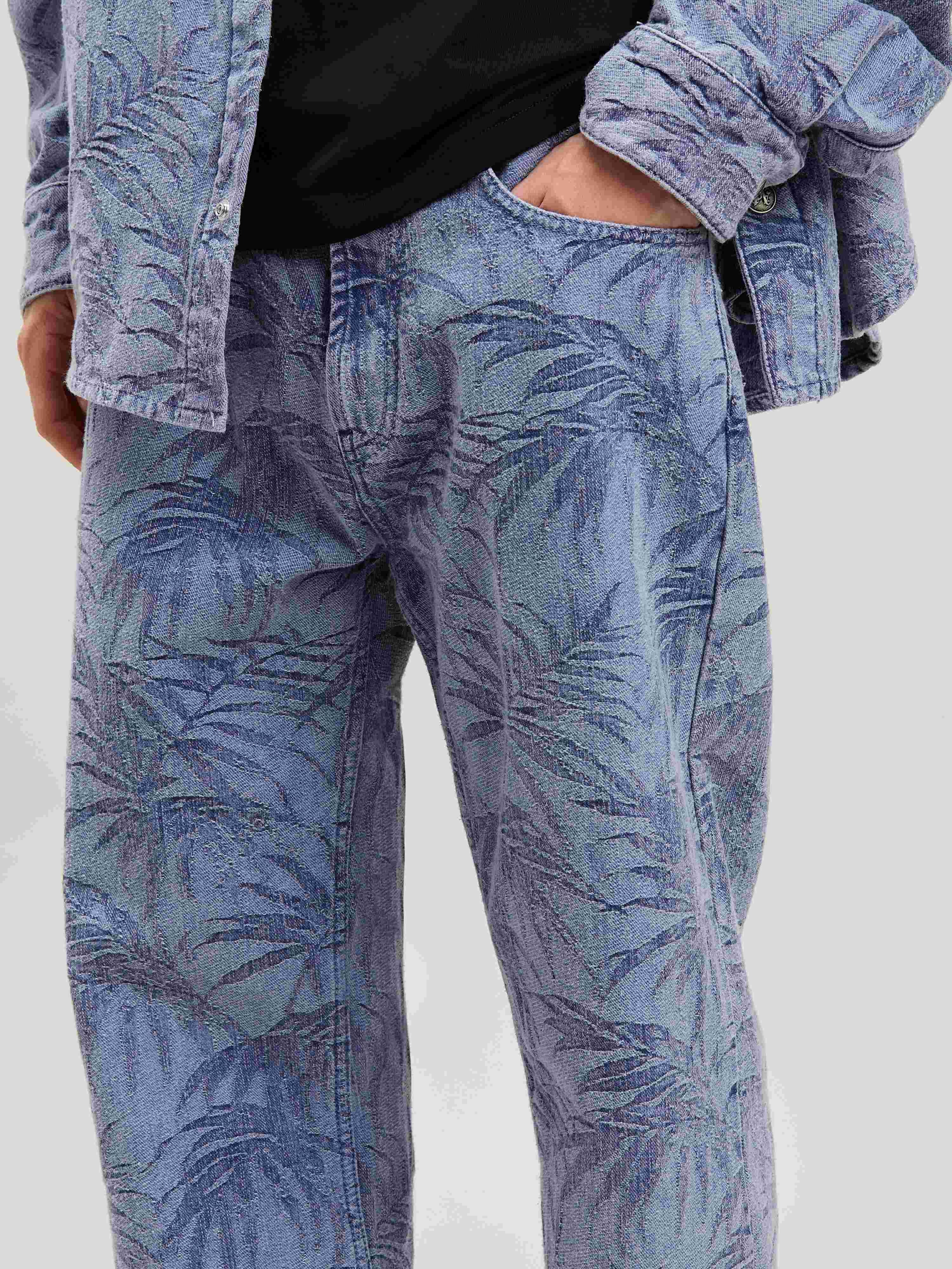 PALM ANGELS  Palm jacqured denim pants LIGHT BLUE - LIGHT BLUE PMYA041S25DEN002